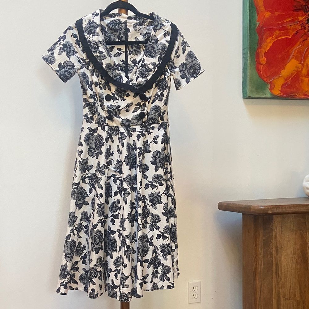 Hell Bunny Vintage Style Floral Midi Swing Dress